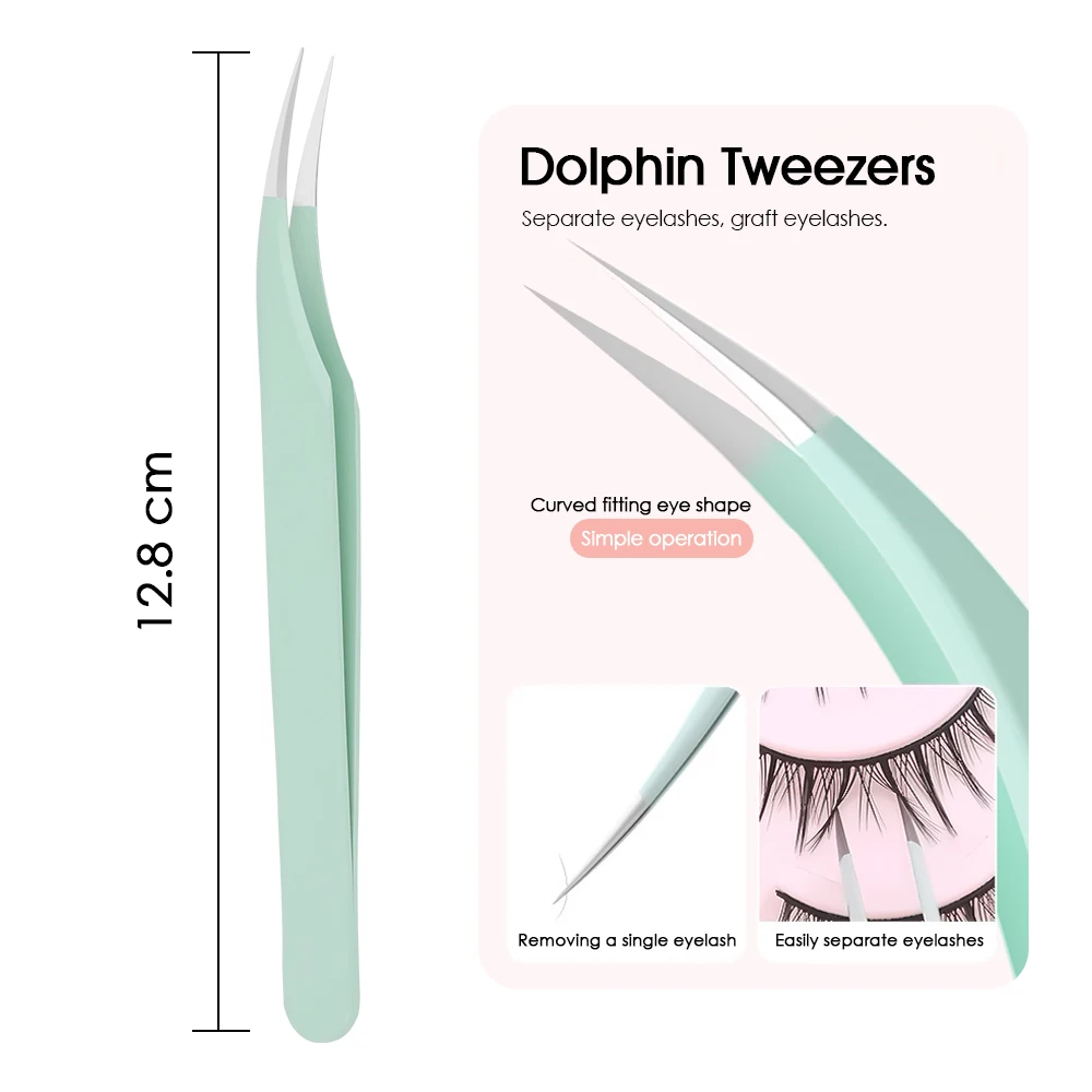 Wholesale Pink Color Anti-static Curved Lash Tweezers Application High Precision Durable Eyelashes Makeup Tools Easy to Operate 4
