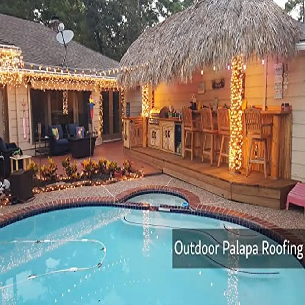 35" x 60' Mexican Thatch Roof Runner Roll Duck Blind Grass Tiki Hut Palapa Roofing Easy Installation Natural Shade Cover 4