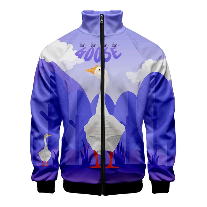 thumbnail image 1 of Chaqueta con estampado 3D de ganso divertido para hombres y niños, abrigo de manga larga con estampado de animales de dibujos animados, chaquetas con cremallera para primavera y otoño, 1 of 5