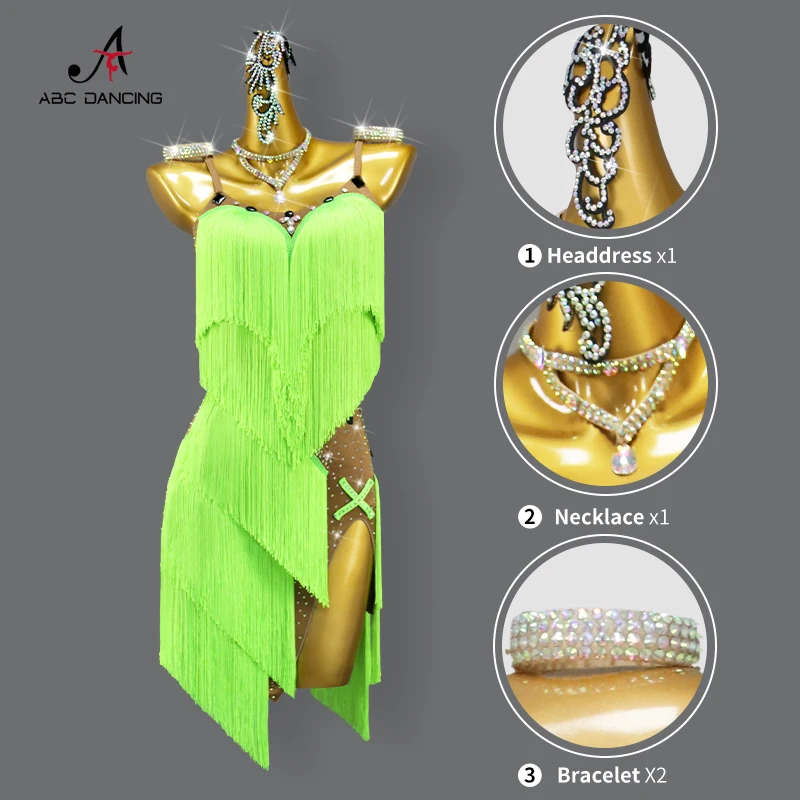 Adult Women's Latin Dance Competition Dress Sexy Short Skirts Tassel Clothes Ball Practice Wear Prom Costume