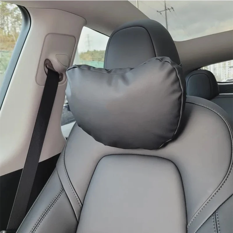 For Tesla Model 3 Model Y S X Car Seat Headrest Neck Pillow Soft Comfort Microfiber Leather Neck Cushion Car Styling Accessories