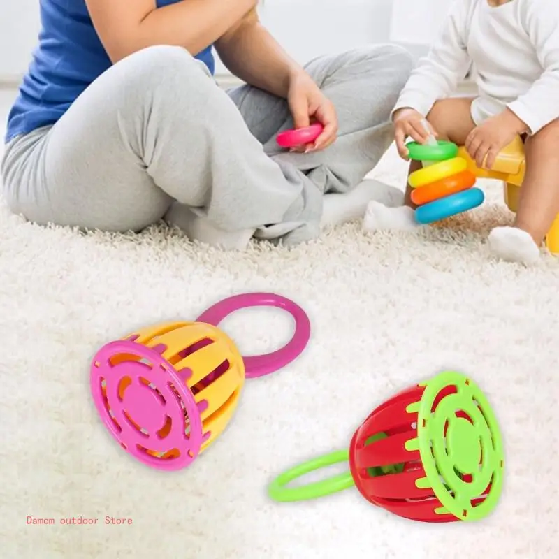 Oval Handle Baby Cage Bells Shaker Toy, Safe for Early Training Handheld Toy
