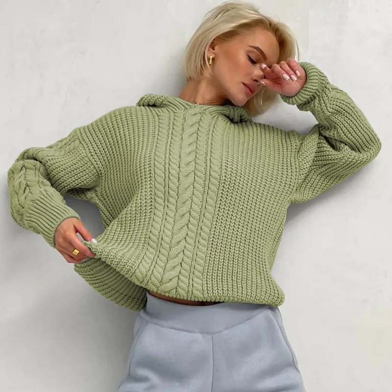 Knitted Hoodies Sweater Women Loose Long Sleeve Autumn Pullover Woman Street Casual 2025 Baggy Coat Female Winter Clothes