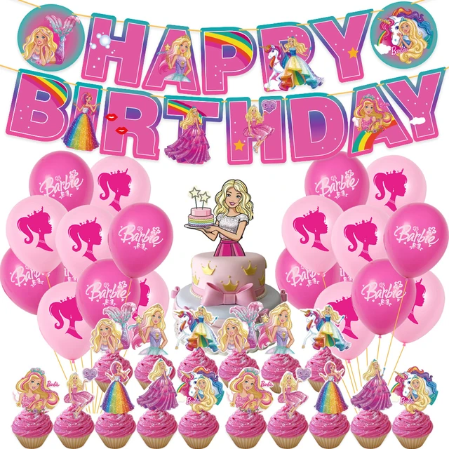 Barbie Anniversaire Décoration, 36 Pcs Barbie Fêtes Décorations Bannière De  Joyeux Anniversaire Topper De Gâteau Ballons Pou[q13756] - Cdiscount Maison