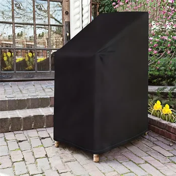 1pc Outdoor Stacking Chair Cover - 210D Oxford Fabric - Black, Perfectly Fitting, Easy to Protect, a New Favorite for Home