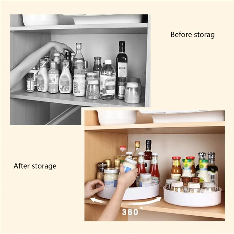 A36T-Rotating Seasoning Storage Tray, Multifunctional Anti-Slip Storage Trayin The Kitchen, Rotating Storage Tray