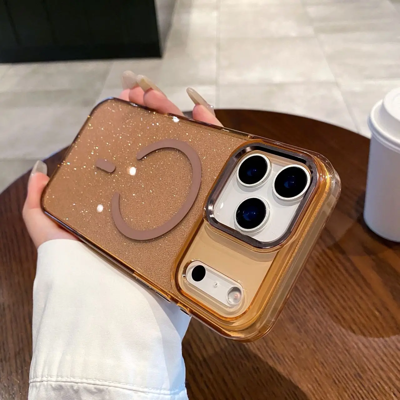 Luxury Bling Glitter Magnetic Phone Case with Wireless Charging Compatibility