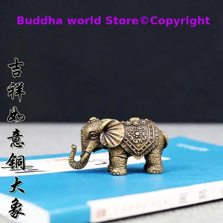 

TOP Handmade work bring Good luck money Thailand God elephant Bronze carving mascot FENG SHUI amulet S size