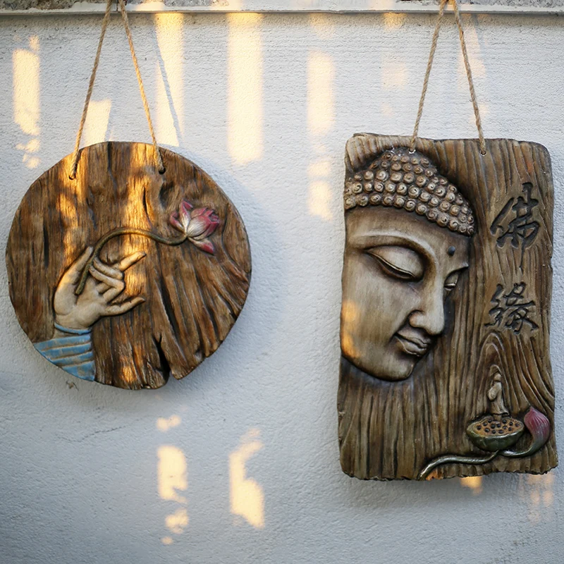 

Chinese Style Wall Decoration Creative Courtyard Pendant Buddha Statue Hallway Corridor Garden Decoration Wall Decoration