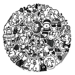 10/30/62PCS Black And White Stick Figure Style Dog Stickers Graffiti Funny Kids DIY Decals Gift Toy for Wall Notebook Phone Bike