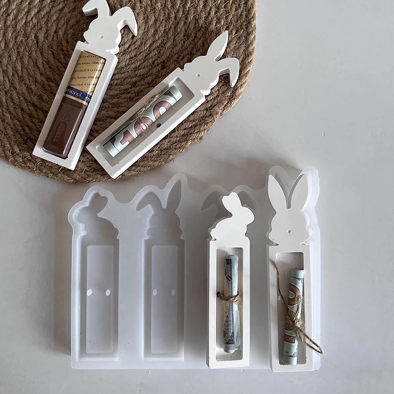 Easter Chocolate Cash Gift Box Silicone Mold Bunny Stand Chocolate Holder Plaster Mold Gift Money Holder Casting Molds