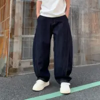 Popular Dark Blue Men's Denim Bloomers Wide Leg Y2k Pants New Spring Street Clothing 1