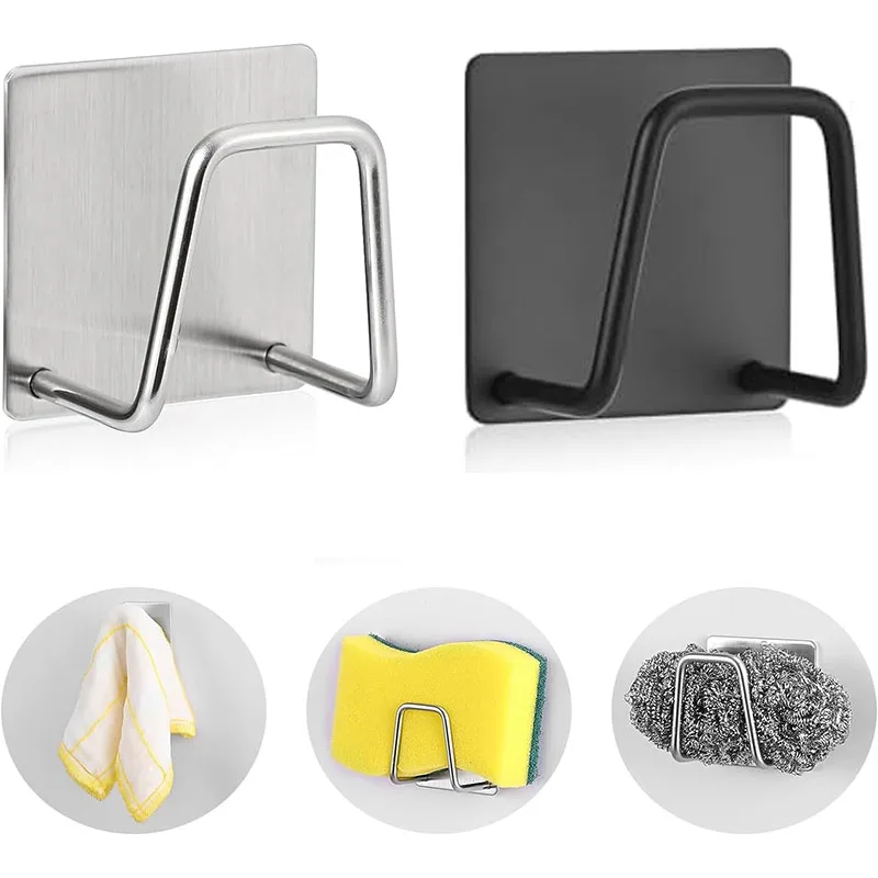 Kitchen Storage Rack Sink Sponge Rack Wall Mounted Organizer Dish Drying Rack Sink Drain Rack Sink Sponge Holder Under Sink Storage Rack Under Sink Organizer Kitchen Stainless Steel Sink Sponges Holder Drain Drying Rack Self Adhesive Storage Holder Wall Hooks Kitchen Organizer Tool