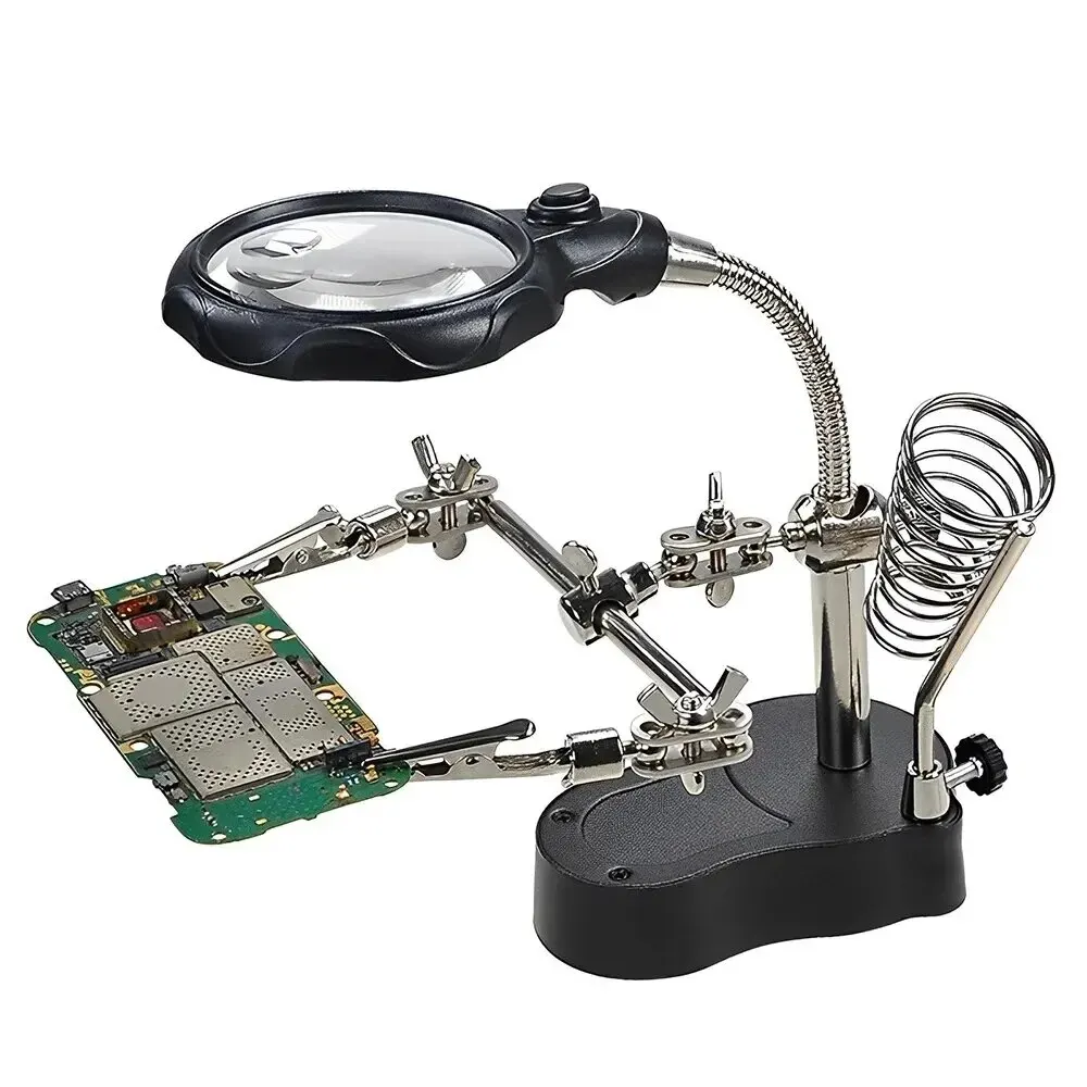 Welding Magnifying Glass 3.5X 12X Welding Auxiliary Clip Magnifier Electric Soldering Iron Circuit Board Welding Iron Bracket Tools