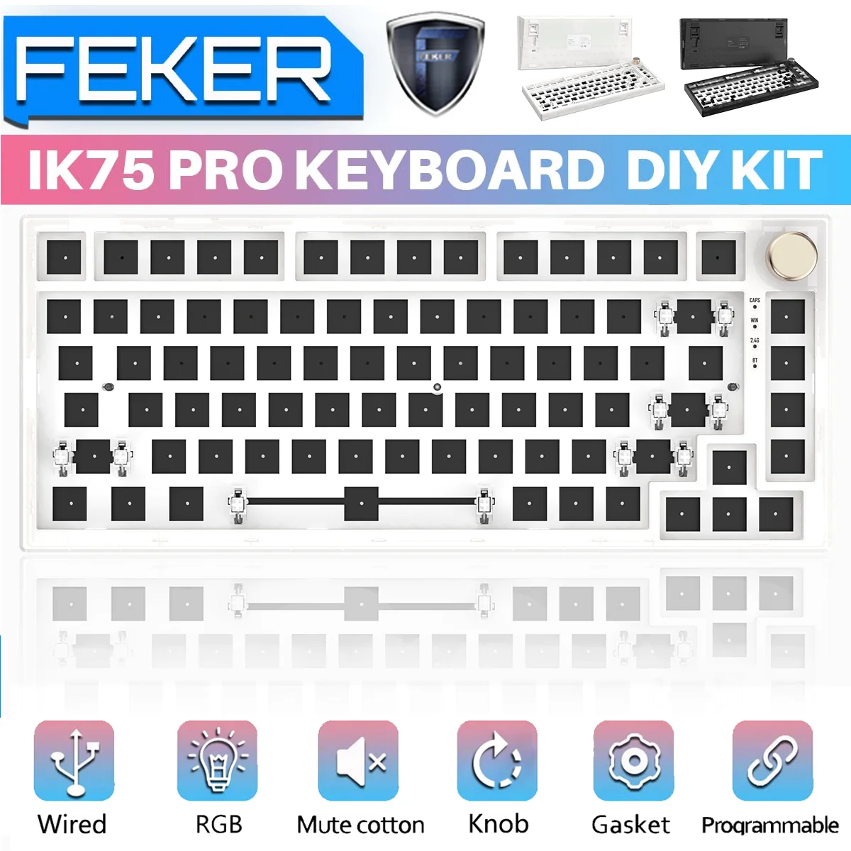 X75 82 touches Rgb-clavier Jeu Claviers mécaniques 2.4g Bt5.0 Clavier  transparent