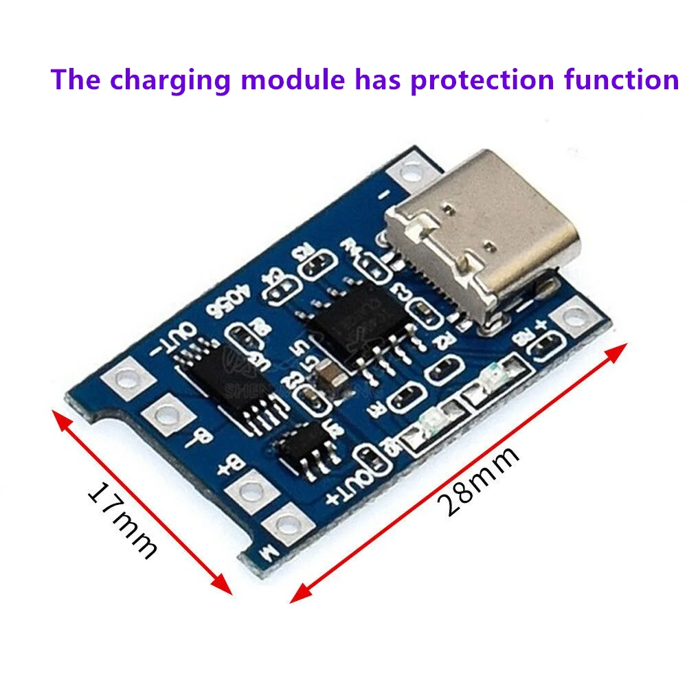 3.7V 리튬 배터리 충전기 5V 1A 2A 리튬 이온 Lipo 배터리 충전 보호 2-in-one 모듈 마이크로 USB Type-C 보호 보드