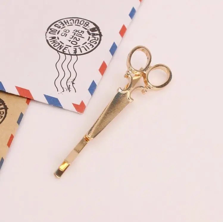 Gold Silber Kreative Schere Form Haarnadel Frauen Mädchen Haar Clip Zarte Metall Haarspange Mode Haar Zubehör – Detail 11