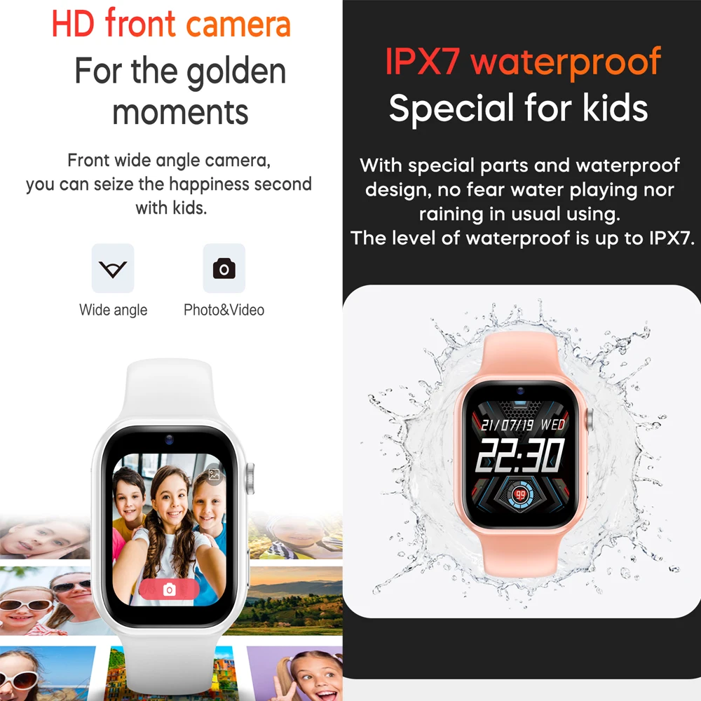 어린이 스마트 워치 GPS 와이파이 LBS 위치 SOS 통화, 음성 영상 통화, 전화 시계, 만보기 추적기, 어린이 스마트 워치, 4G, 1000mah