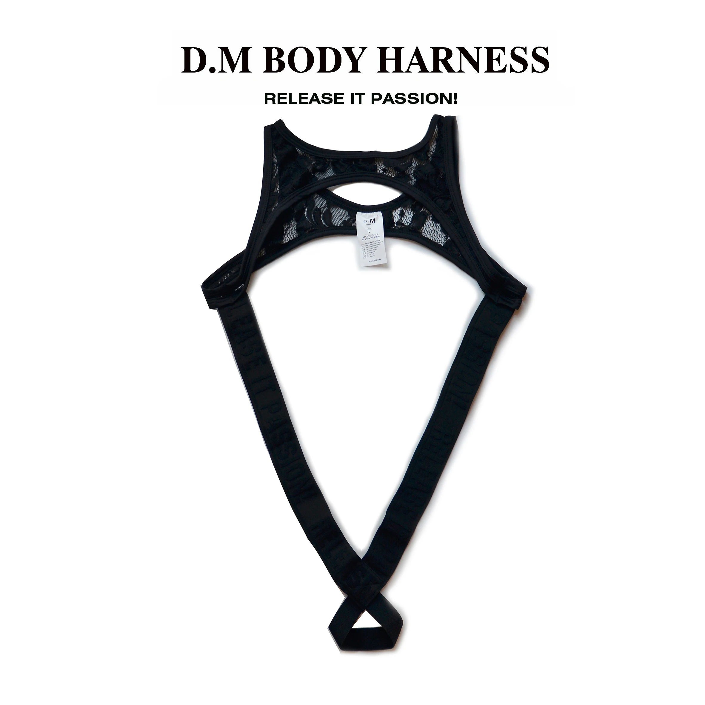 

D. M Men's Sexy Shoulder Strap Hollow G-string Pants Personality Fashion Letter Lace Breathable Attraction mens thongs