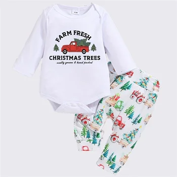 Toddler Boys Winter Holiday Outfits Letter Print Crew Neck Long Sleeve Jumpsuit Train Print Long Pants Beanie 3Pcs Clothing Set 5