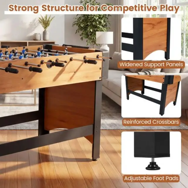 Foosball Table Competition Full Size Soccer Game Table with 22 Players-Natural