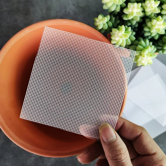 50PCS Flower Pot Mesh Pad - Anti Leak Soil Protector for Ceramic Pots, Breathable Insect Proof Garden Gasket (10x10cm PVC) 4