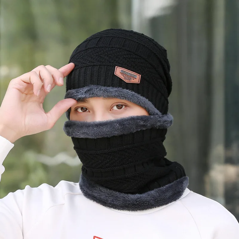 

Autumn and winter hat bib, male outdoor riding ear protection, plush warm knitted hat, female winter pullover wool hat