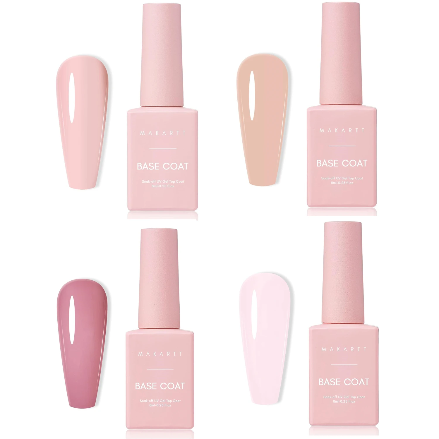 Nail Gel Nail Polish Gel Polish Base and Top Coat Makartt Rubber Base Gel For Nails Pink French Manicure Nude Pink Jelly Nail Gel Polish Varnish Curing Requires 8ml LED UV