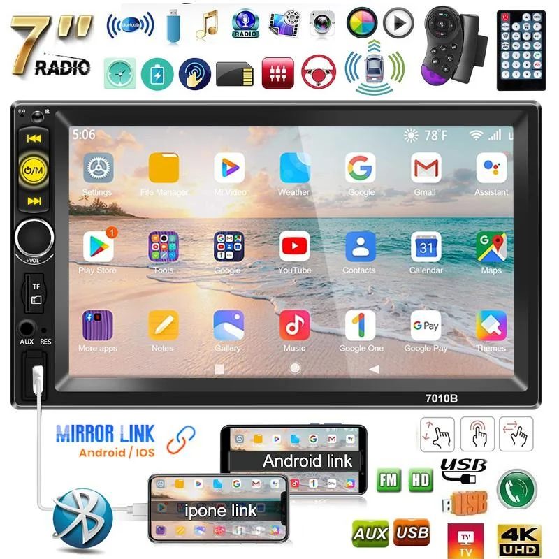 Car Stereo 2 Din 7 Inch Audio Radio HD MP5 Touch Screen Mirror Link Bluetooth USB FM Autoradio