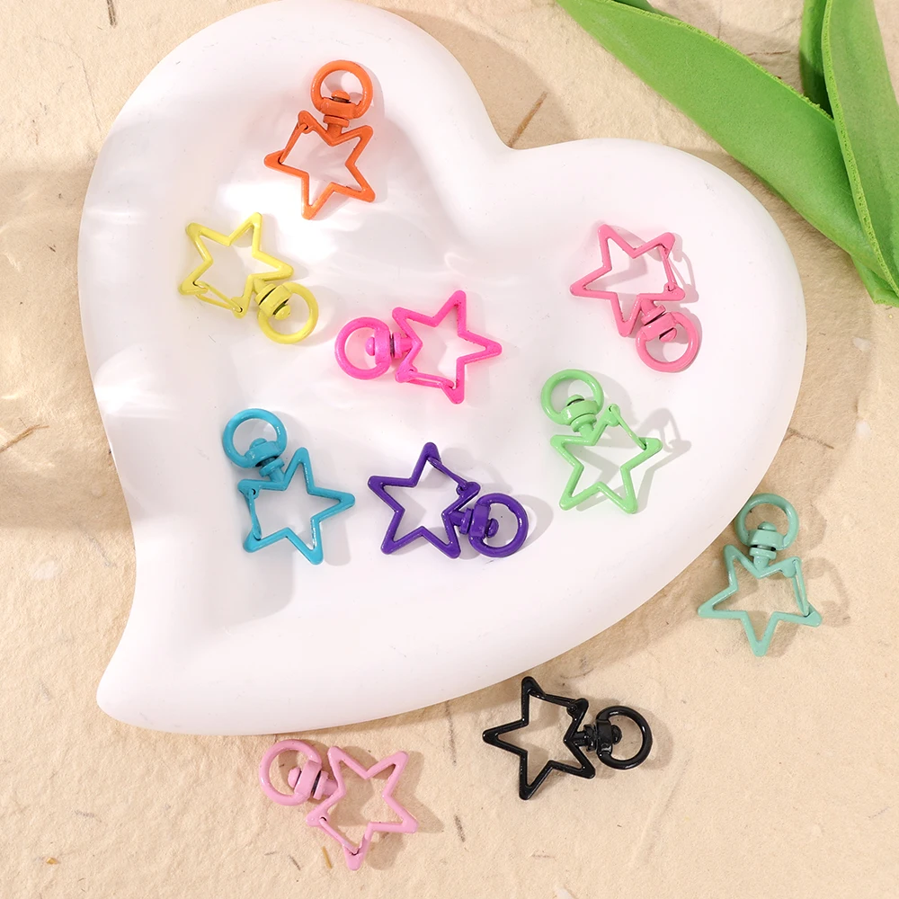 12 Porte-clés étoiles Colorés Avec Clochette - Alliage 30mm, Pour Sacs, Clés, Décoration