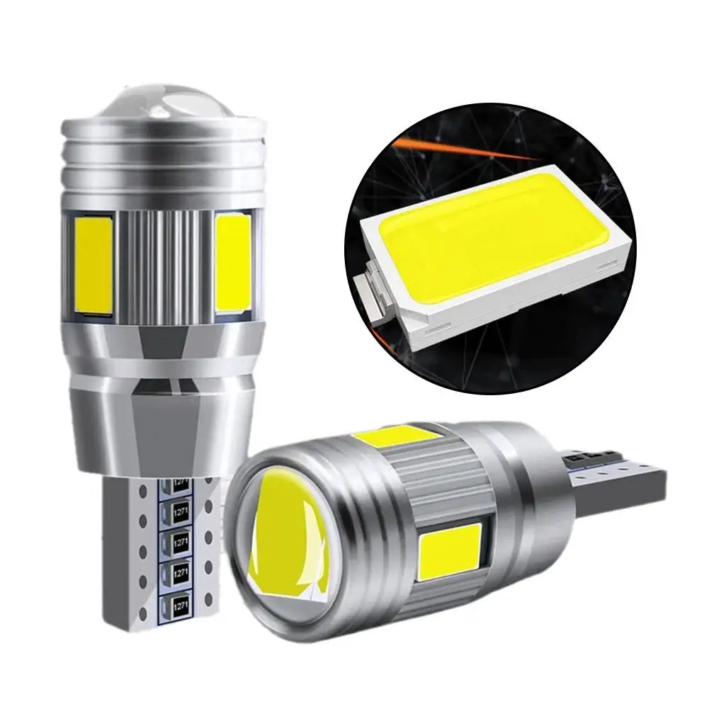 

2pcs 6000k Super White 12v T10 W5w 194 168 Car Led 6smd Light Lamp Clearance Error No Reading Interior Side V9h3