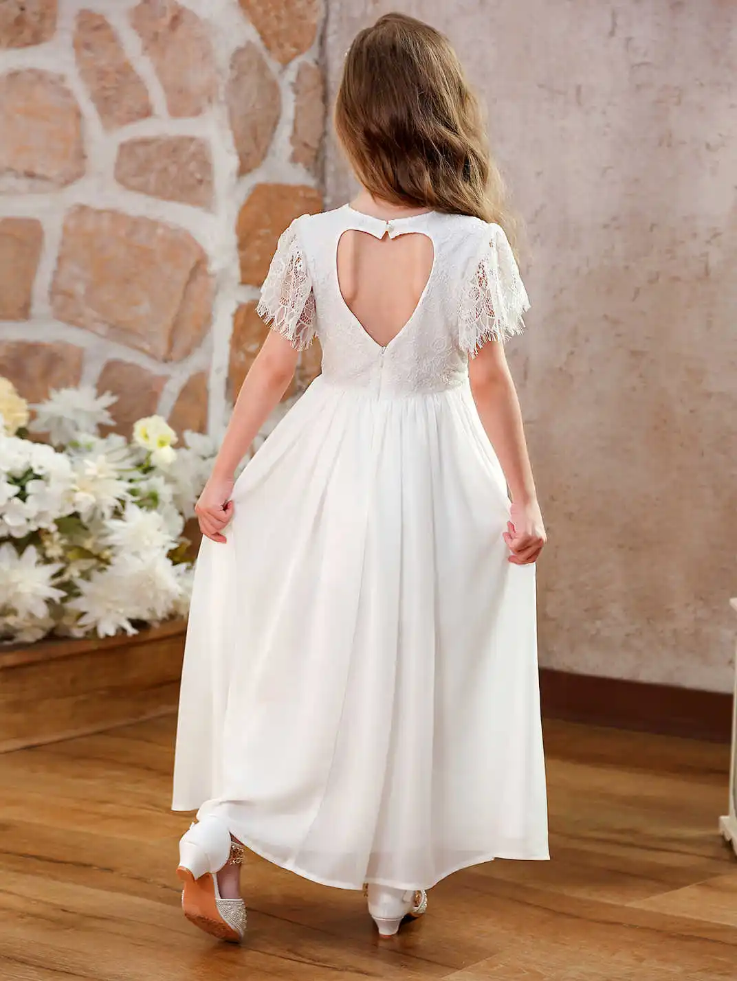 white chiffon junior bridesmaid dresses Long Sheath One Shoulder Flower Girl Dresses Chiffon Junior Bridesmaid –  27dress main image 1