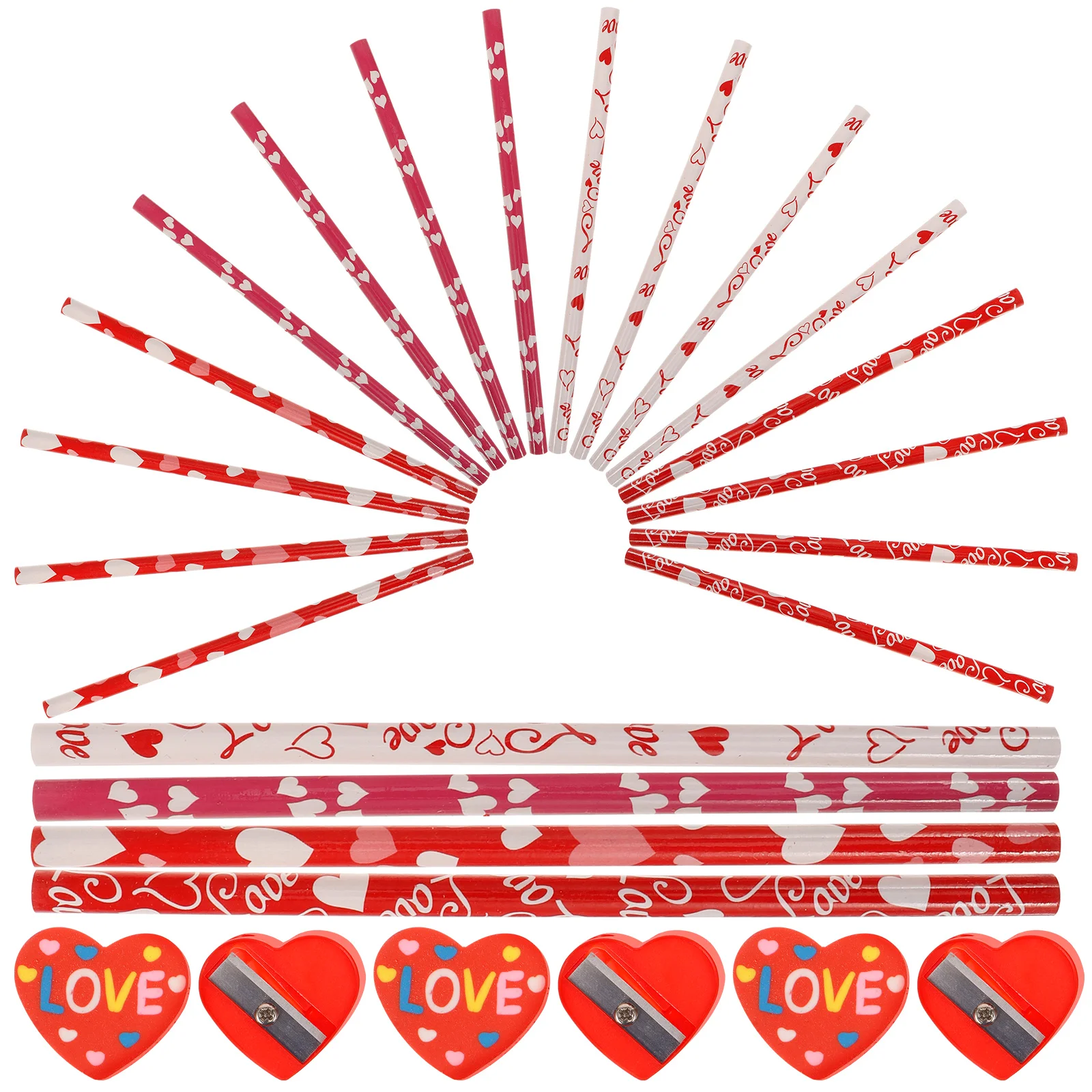 

Valentine'S Day Stationery Romantic Pencils Heart Erasers Heart Pencil Sharpeners Pencil Eraser And Pencil Sharpeners