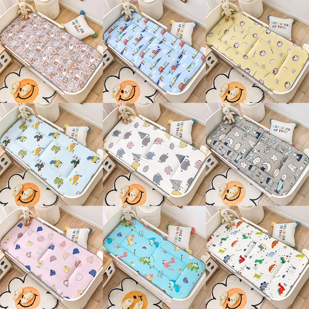 Baby Bed Mattress Pad 65x120CM 4CM Thick Crib Bedding Set Breathable Boys Girls Cartoon Cot Mattress Cover Warm Bedding Sheet