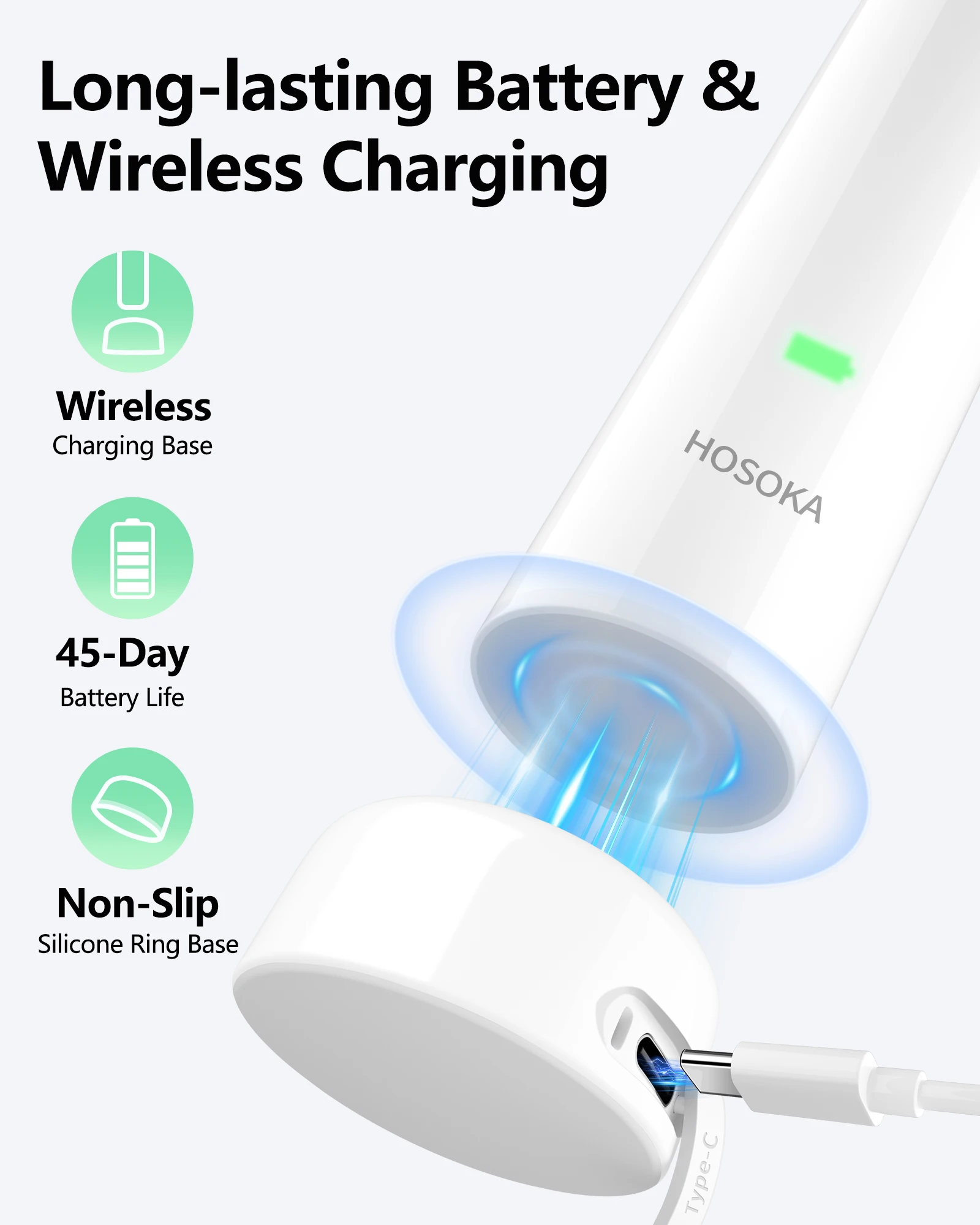 성인용 음파 전동 칫솔, 진동 및 진동 맞춤형 앱이 포함된 스마트 칫솔, 칫솔 헤드 3개, 방수