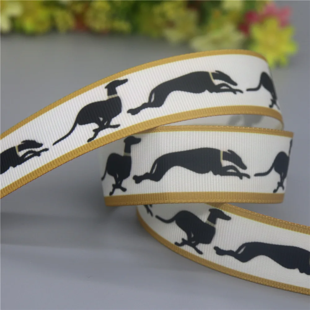 Grosgrain Ribbon DHK 50yards Dog Paw Printed Grosgrain Ribbon Accessories Material Headwear Decoration DIY Sewing Craft S2176