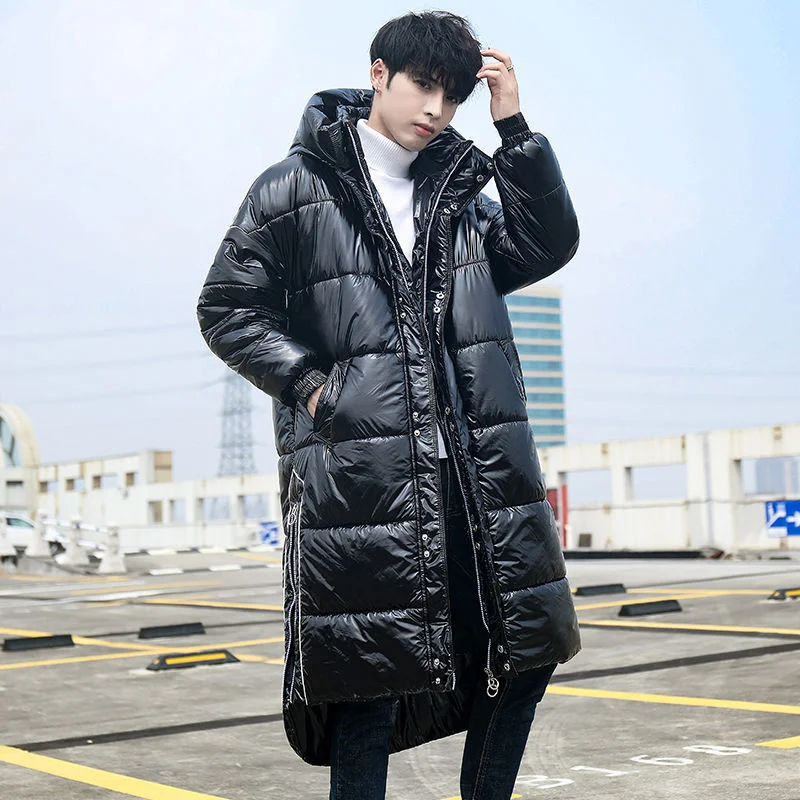 

Winter Jackets for Men Men's Down Bright Face Parkas Warm. Puffer Goose Hooded Loose Long Coat