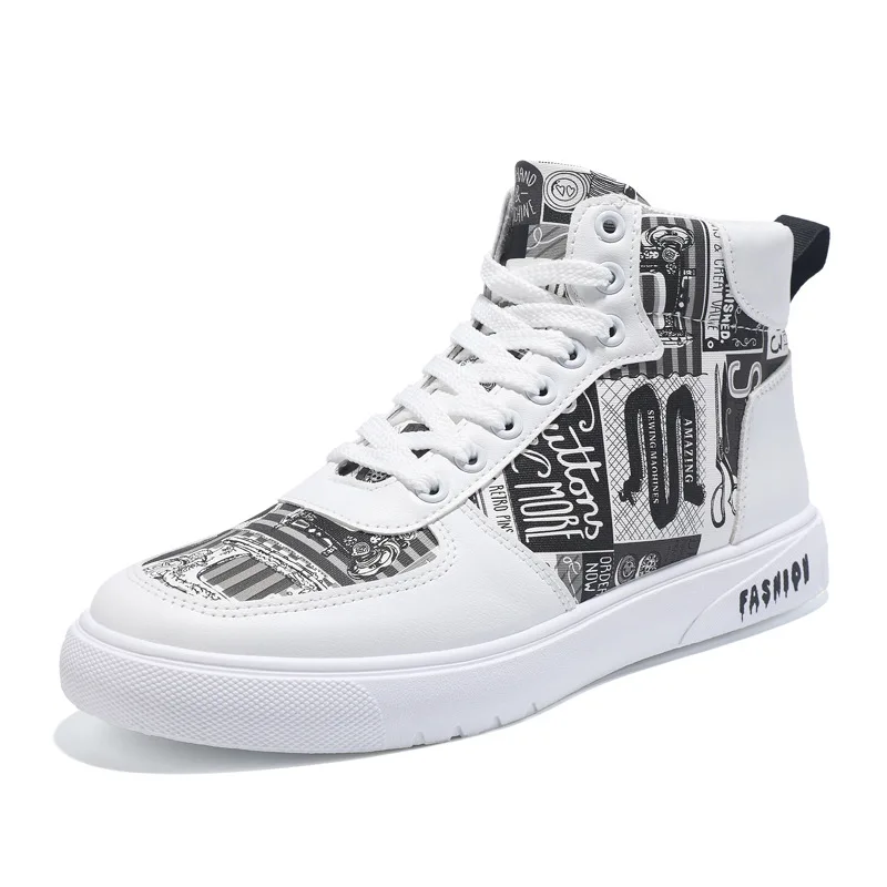 2023 New High Top Men's Shoes Personality Graffiti Lace-up Men's Shoes Casual Sneakers Student Sneakers Luxury Sneakers Boots 6