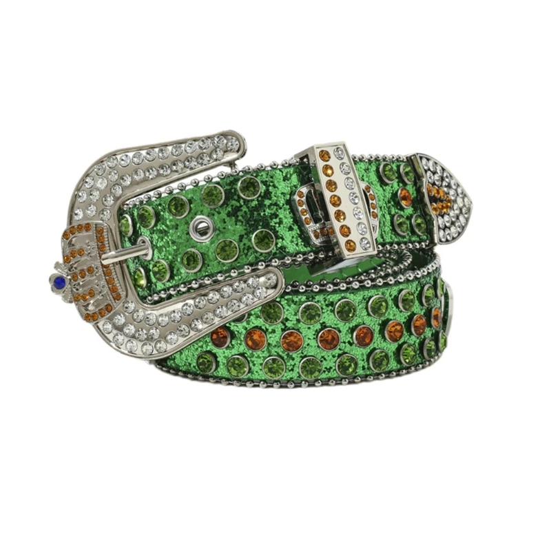 

Adult Belt with Motorcycle Enthusiasts Teens Green Color Waistband M6CD