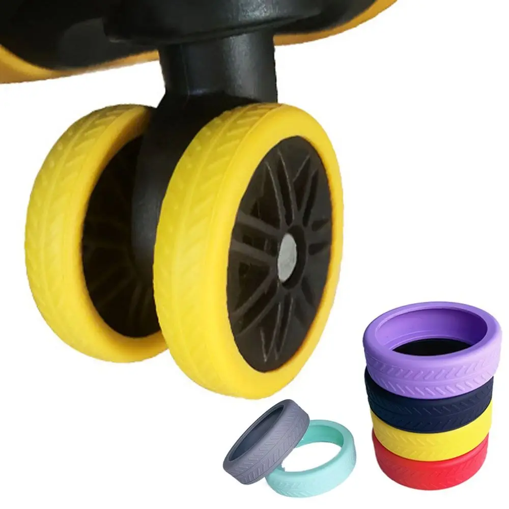 4/8Pcs Pure Color Luggage Wheels Protector with Silent Sound Silicone Suitcase Wheels Protection Cover Reduce Wheel Wear Noise