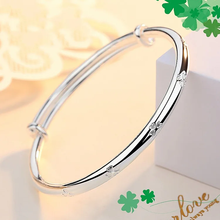 

New 925 sterling silver romantic Lucky Clover bracelets Bangles for women fashion party wedding jewelry Adjustable Holiday gifts