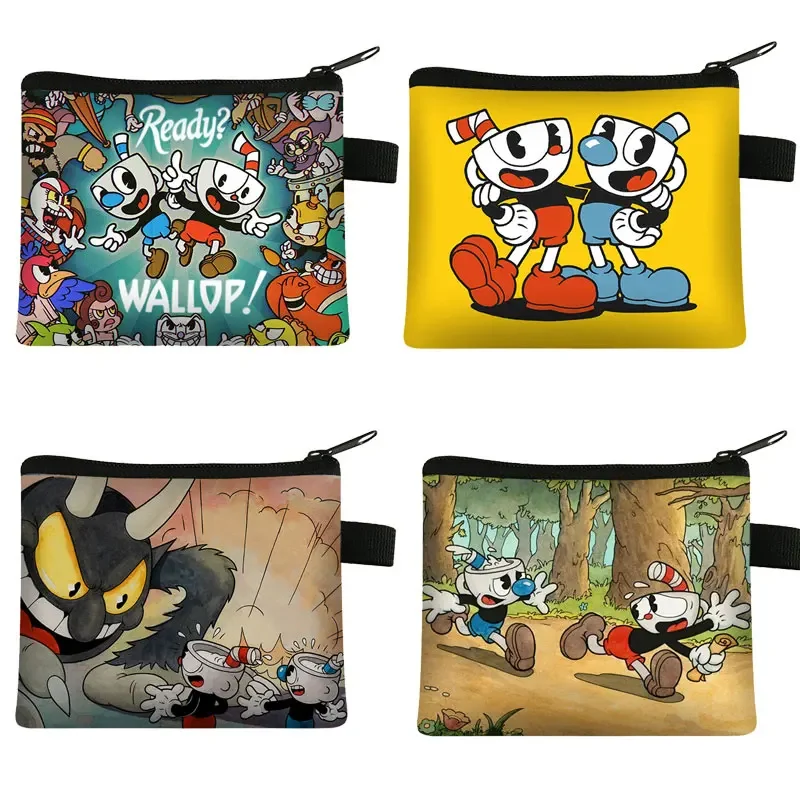 Cute Cuphead / Mughead Coin Purse Money Bag Credit/ID Card Coin Holder Cartoon Purse Boys Wallet Card USB Cable Headset Bag