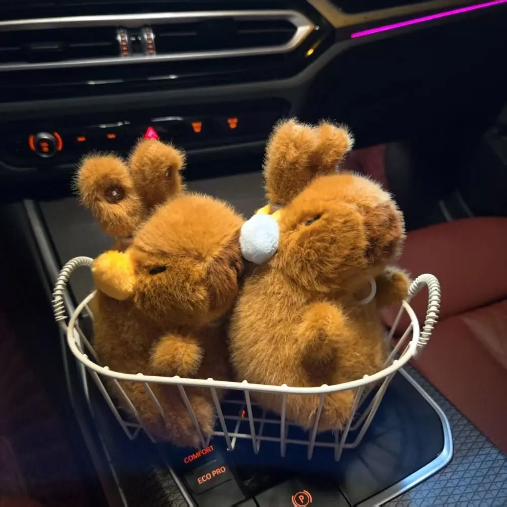 Funny Capybara Plush Pendant Movable Bunny Ears Pull Rope Cartoon Plush Toy Keyring Wings Soft Capybara Plush Keychains