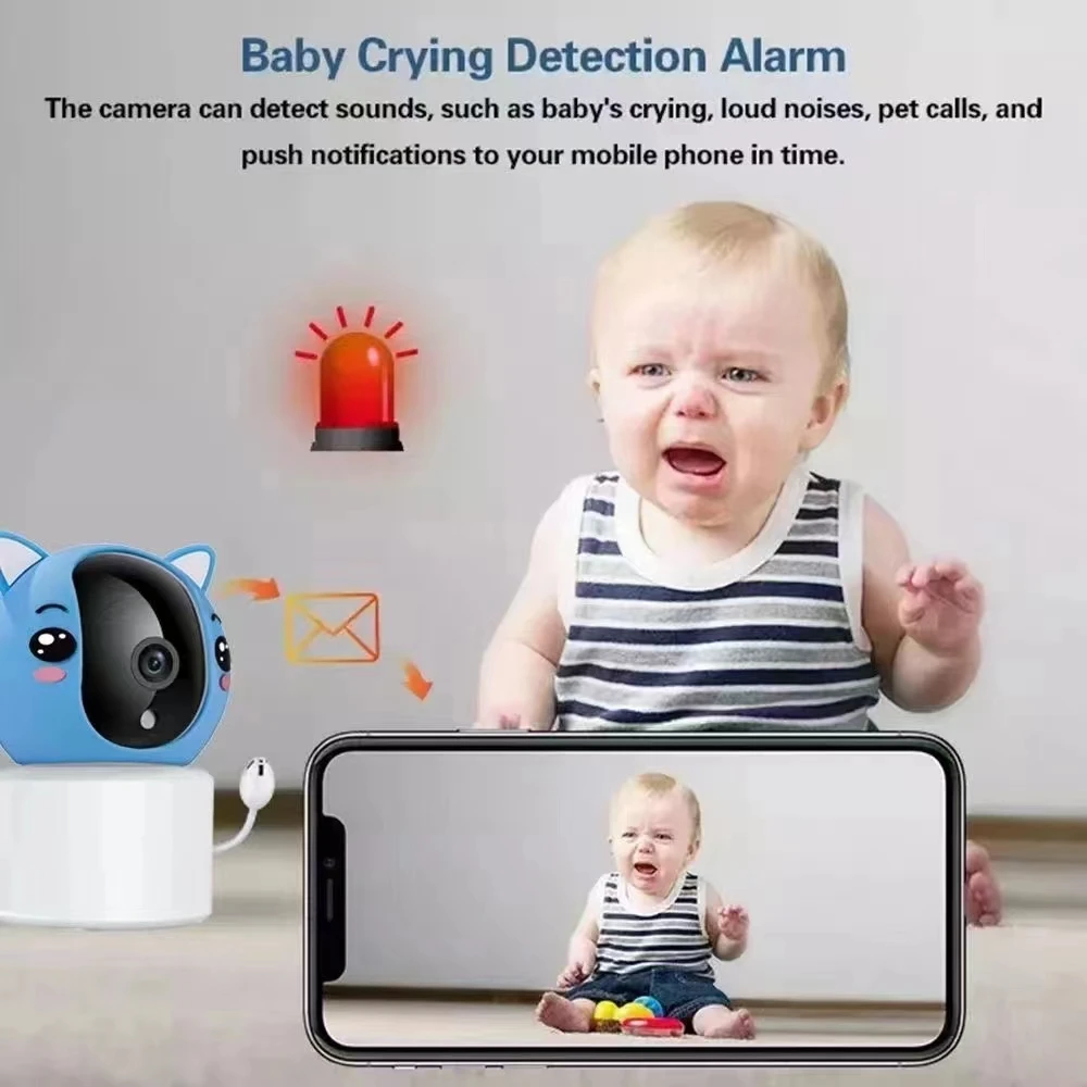 2MP 1080P Tuya APP Wireless PTZ IP Camera Temperature Display Lullaby Baby Monitor Intercom Crying Alarm Babysistter Nanny Cam security camera,wireless baby monitor,video baby monitor