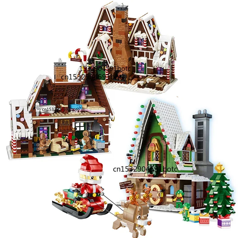 2023 New Santa Claus Gingerbread House Albero Di Natale Slitta Renna Building Blocks Giocattoli Educativi Regali Di Natale