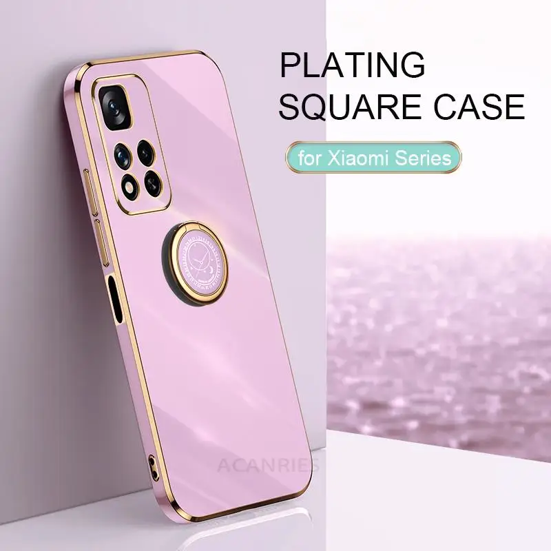 Note11 11pro gyűrűtartó állvány tok Xiaomi Redmi Note 11 Pro Plus 5g 10 9 8 4g luxus bevonatú szilikon hátlap Note10_voghion.com