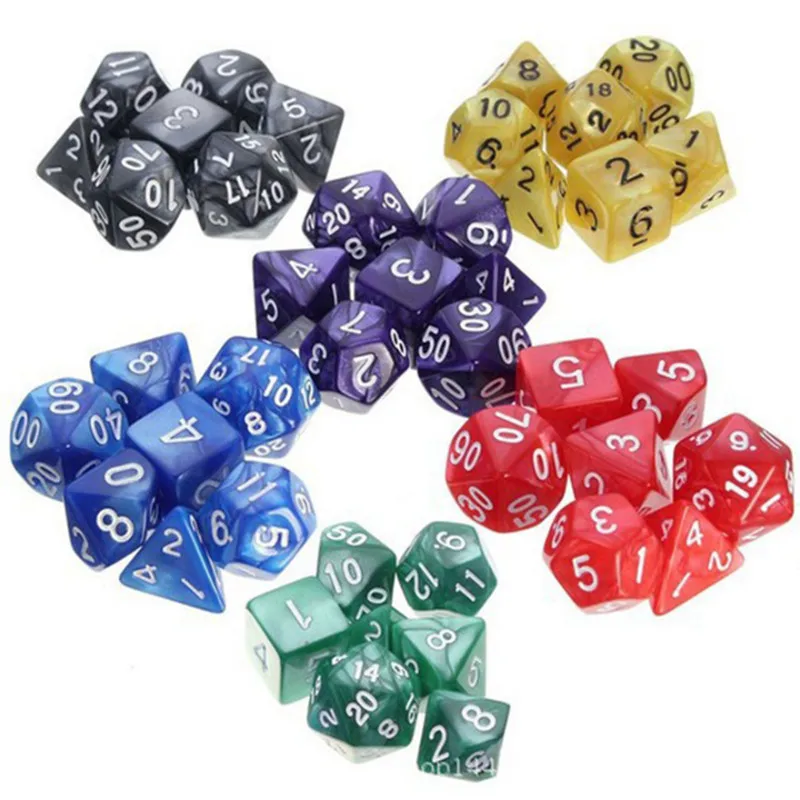 Double-sided Digital Dice Resin Desktop Entertainment Games Party Toys Polyhedral DND Dice Desktop Role-playing Supplies 7pcs