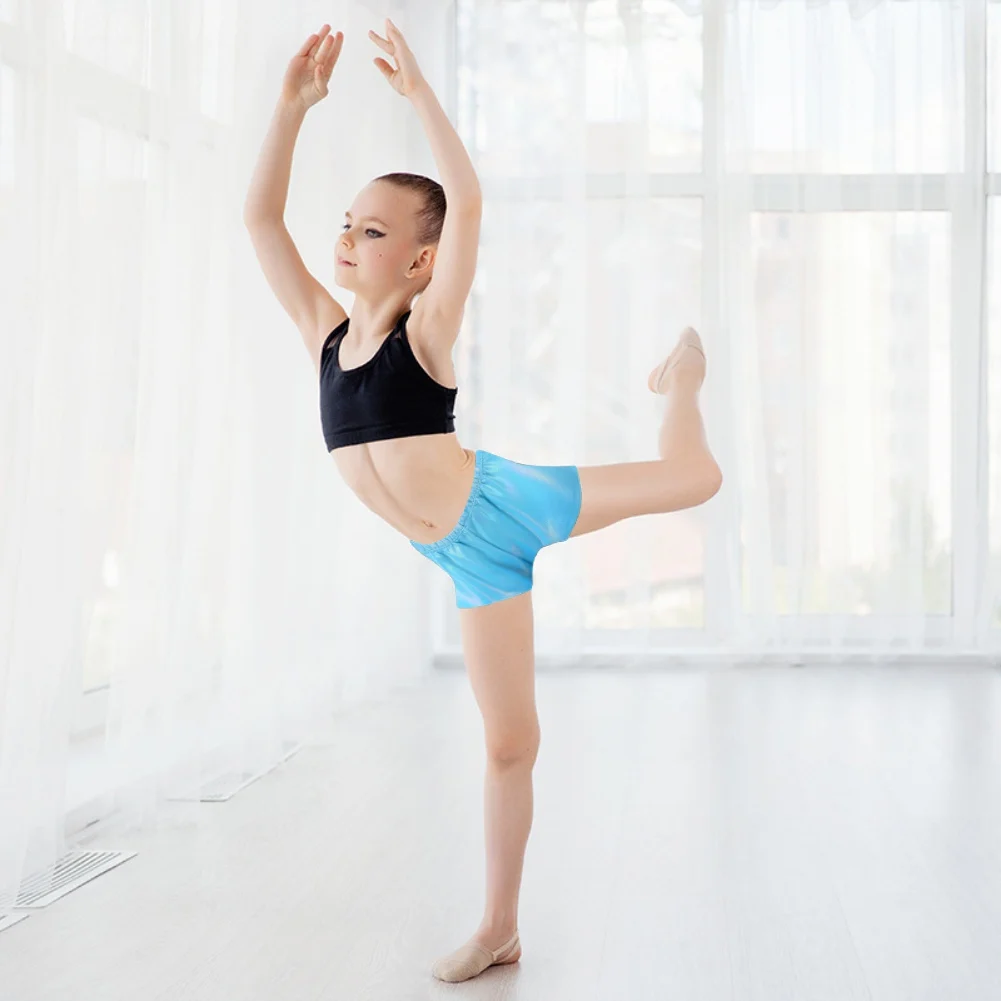 Girls Gymnastics Shorts Elastic Ballerina Short Leotard Pants Hairband Kids Girls Performance Dancing Bottom Leggings