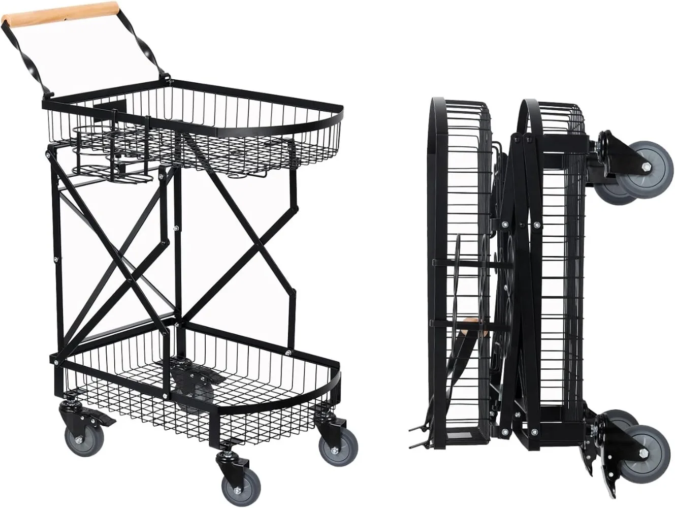 

Collapsible Shopping Cart Shopping Carts for Groceries Foldable with Bottle Rack 360 Degree Swivel Shopping Cart