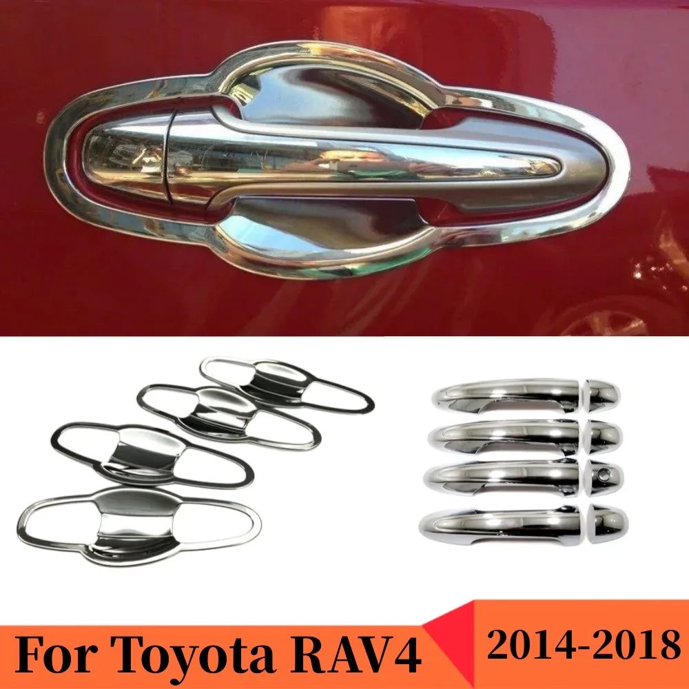 For Toyota RAV4 RAV 4 2014 2015 2016 2017 2018 Chrome Car Door Handle Bowl Cover Decor Trim Sticker Styling Accessories Parts 1